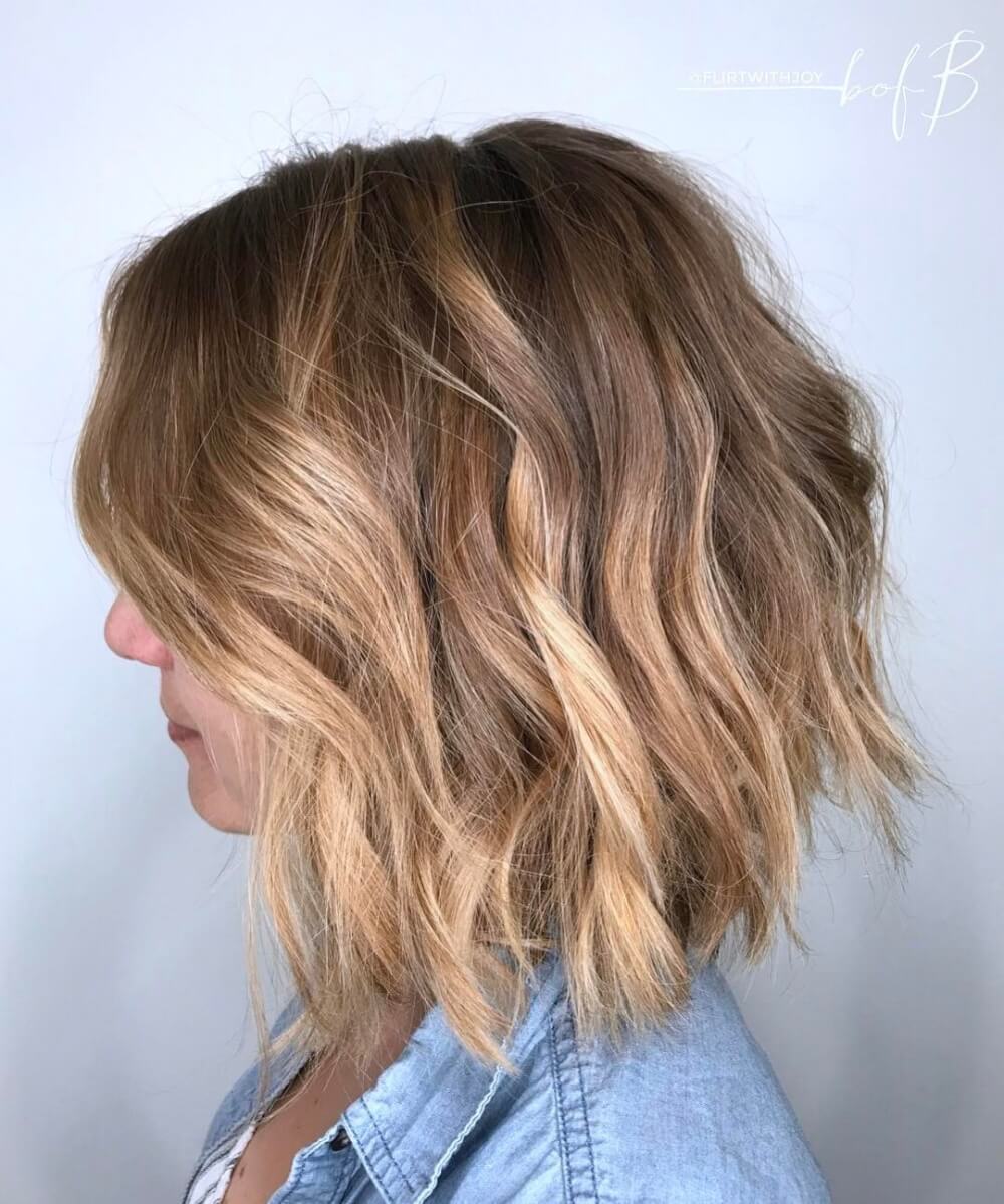 Wavy Short Brown with Blended Highlights